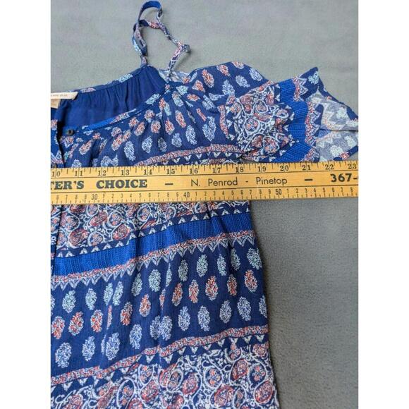 Skies are Blue Midi Dress M Button Sundress Flutter Paisley Boat Neck Straps - Picture 9 of 9